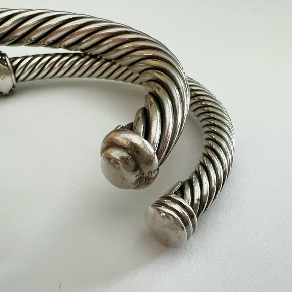 David Yurman RARE Blue Sapphire station set retired cuff cable bracelets - Picture 4 of 10